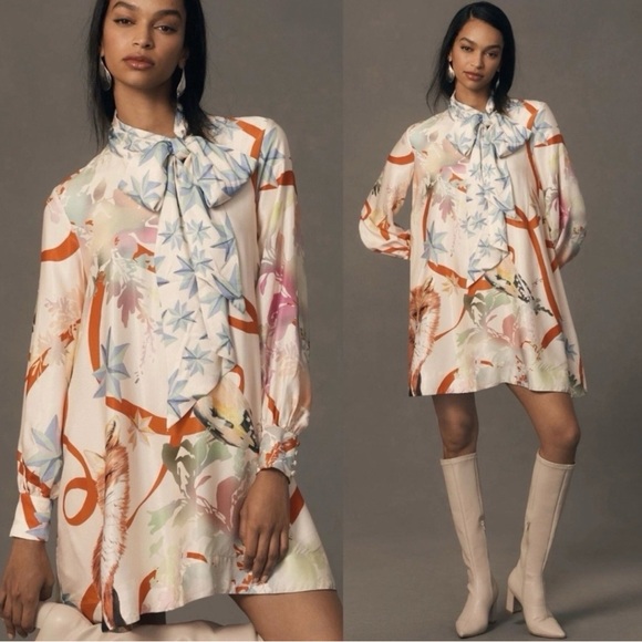 Maeve Dresses & Skirts - Maeve Anthropologie Tie Neck Mini Dress | XXS